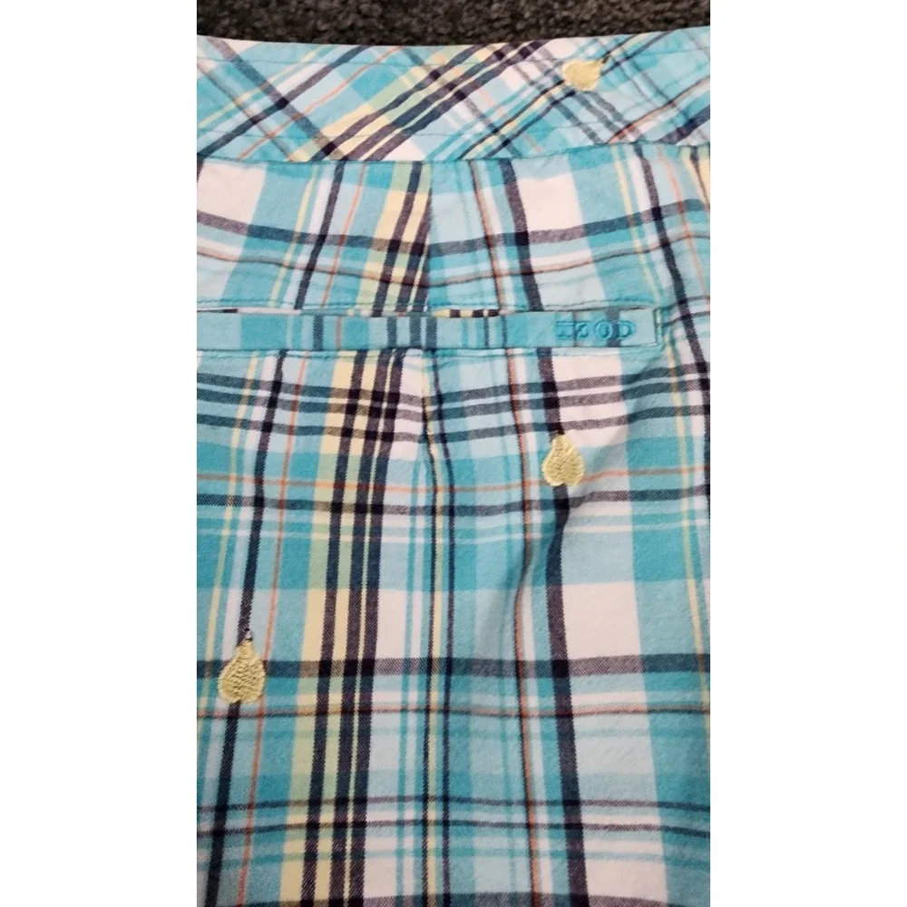 IZOD Skort Golf Athletic Plaid Embroidered Pears Blue White Skirt Size 2 Sport‎